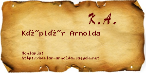 Káplár Arnolda névjegykártya